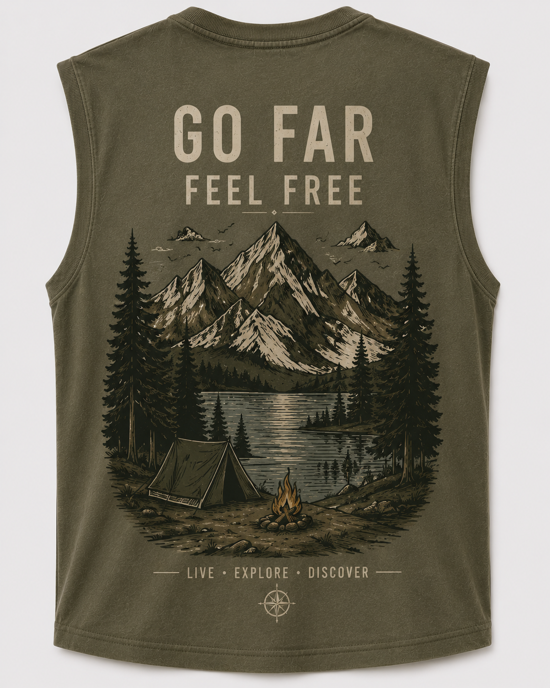 SLEVNESS Go Far Feel Free Sleeveless Tee back view