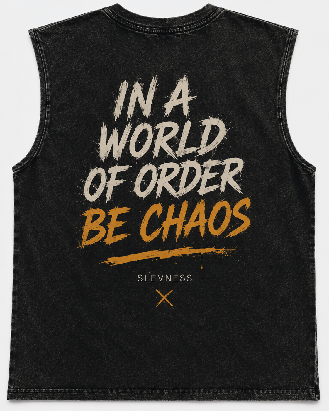 SLEVNESS Chaos Club Graphic Muscle Tee back view