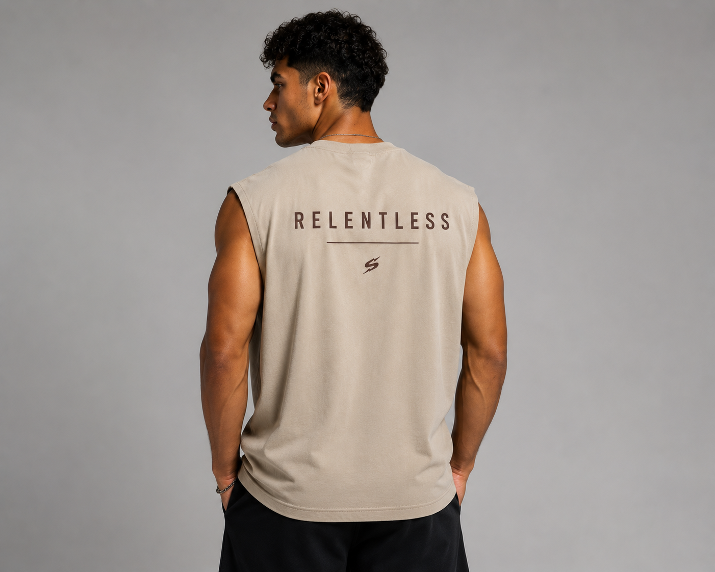 SLEVNESS Relentless men's sport T-shirt model back view