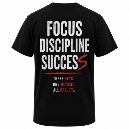 Focus Discipline Success Graphic T-Shirt - back view black streetwear tee