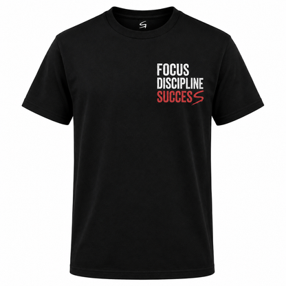 Focus Discipline Success Graphic T-Shirt - front view black streetwear tee
