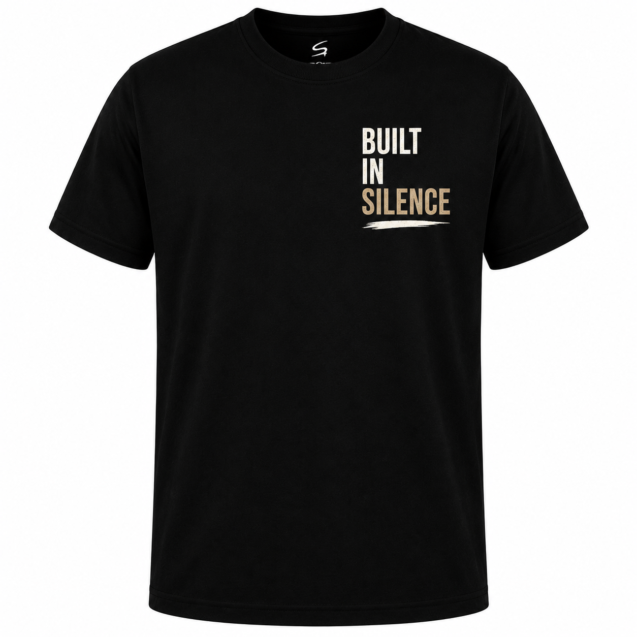 Built In Silence Graphic T-Shirt - front view black streetwear tee