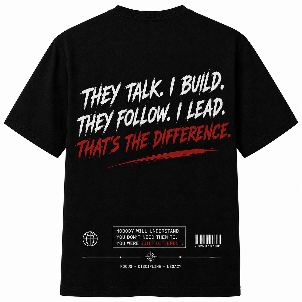 Built Different Graphic T-Shirt - back view black streetwear tee