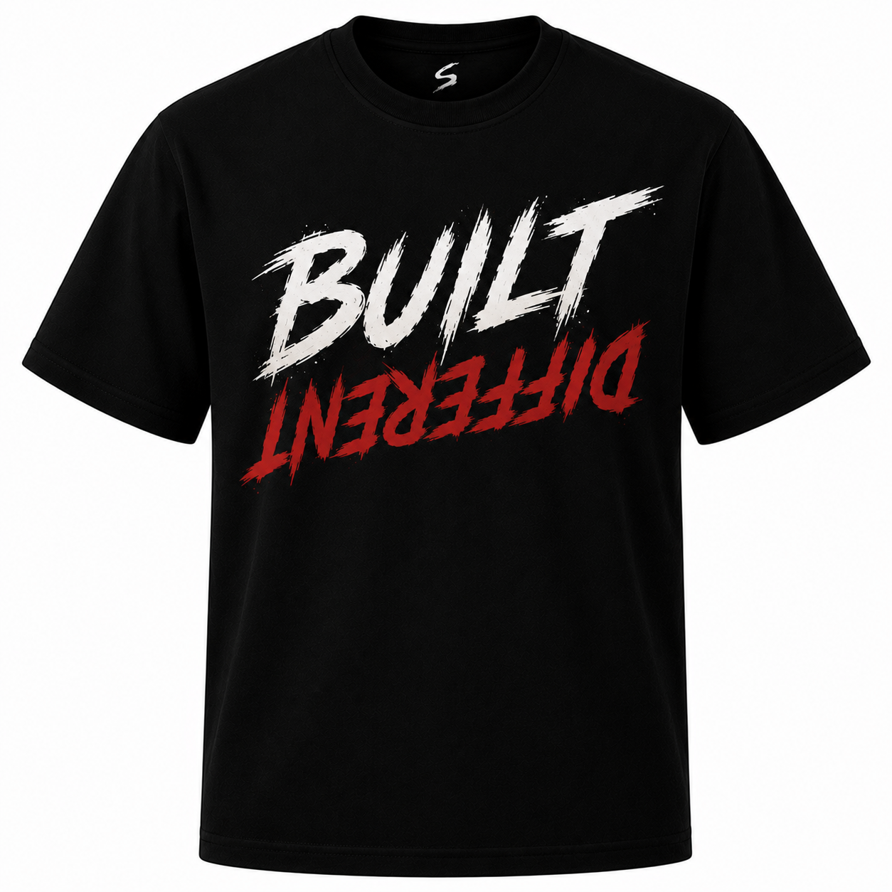 Built Different Graphic T-Shirt - front view black streetwear tee