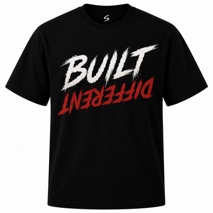 Built Different Graphic T-Shirt - front view black streetwear tee