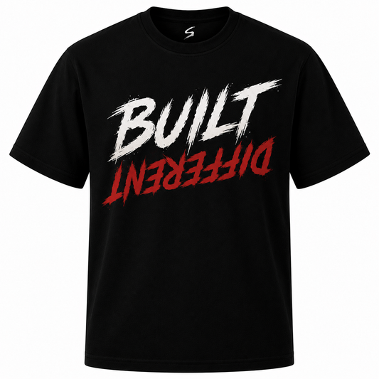 Built Different Graphic T-Shirt - front view black streetwear tee