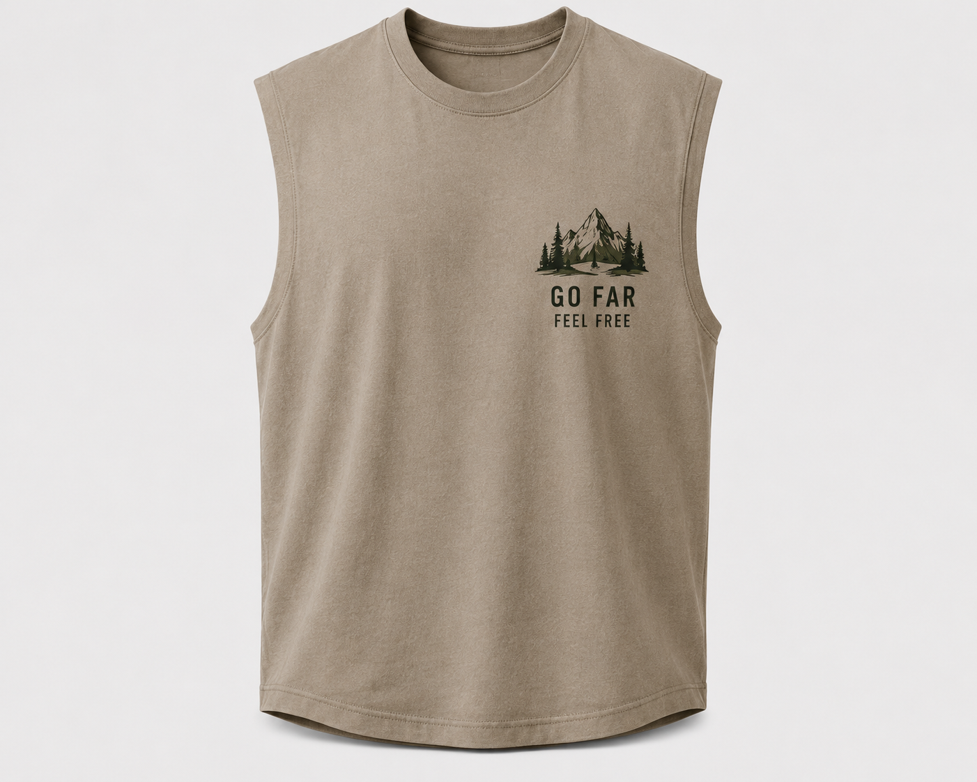 SLEVNESS Go Far Adventure Sleeveless Tee front view