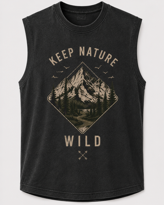 SLEVNESS Keep Nature Wild Sleeveless Tee front view