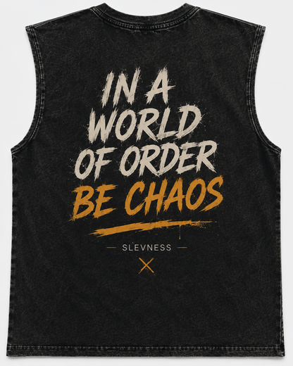 SLEVNESS Chaos Club Graphic Muscle Tee back view