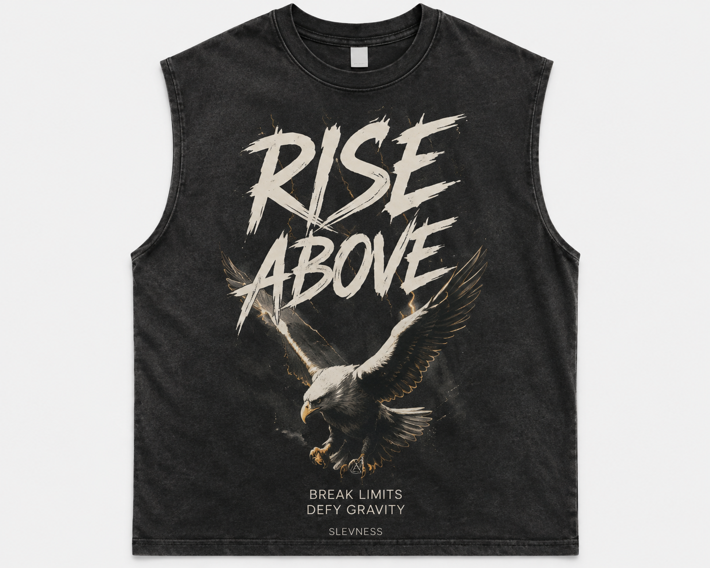 SLEVNESS Rise Above Graphic Muscle Tee front view