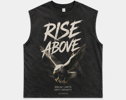 SLEVNESS Rise Above Graphic Muscle Tee front view
