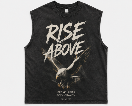 SLEVNESS Rise Above Graphic Muscle Tee front view