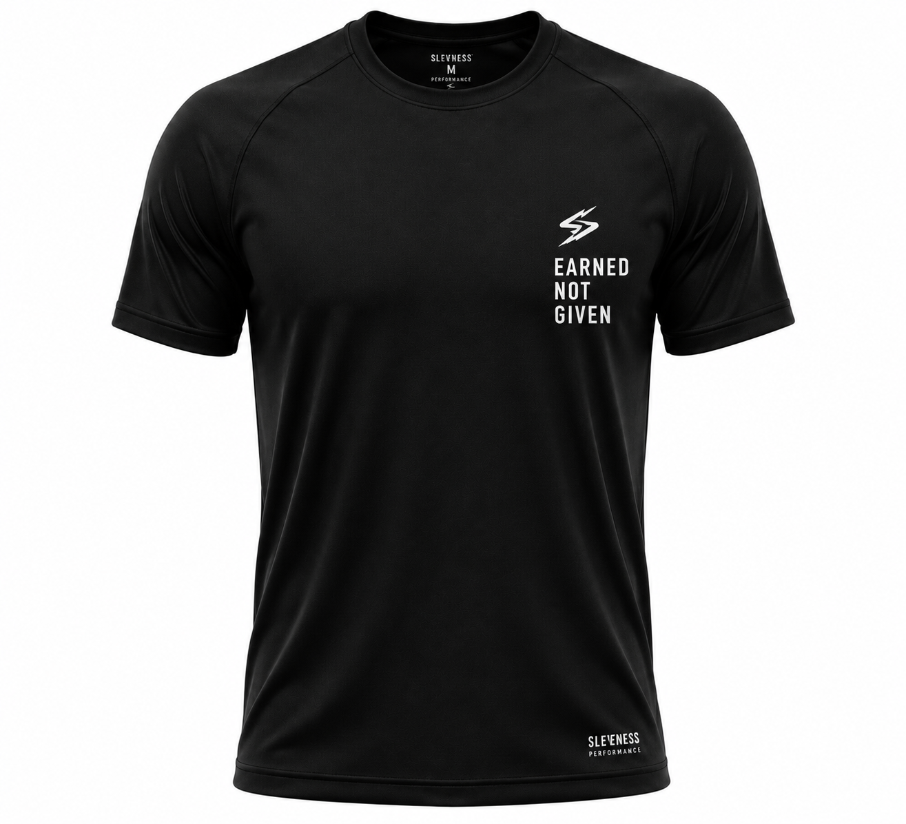 SLEVNESS Earned Not Given men's sport T-shirt product front view