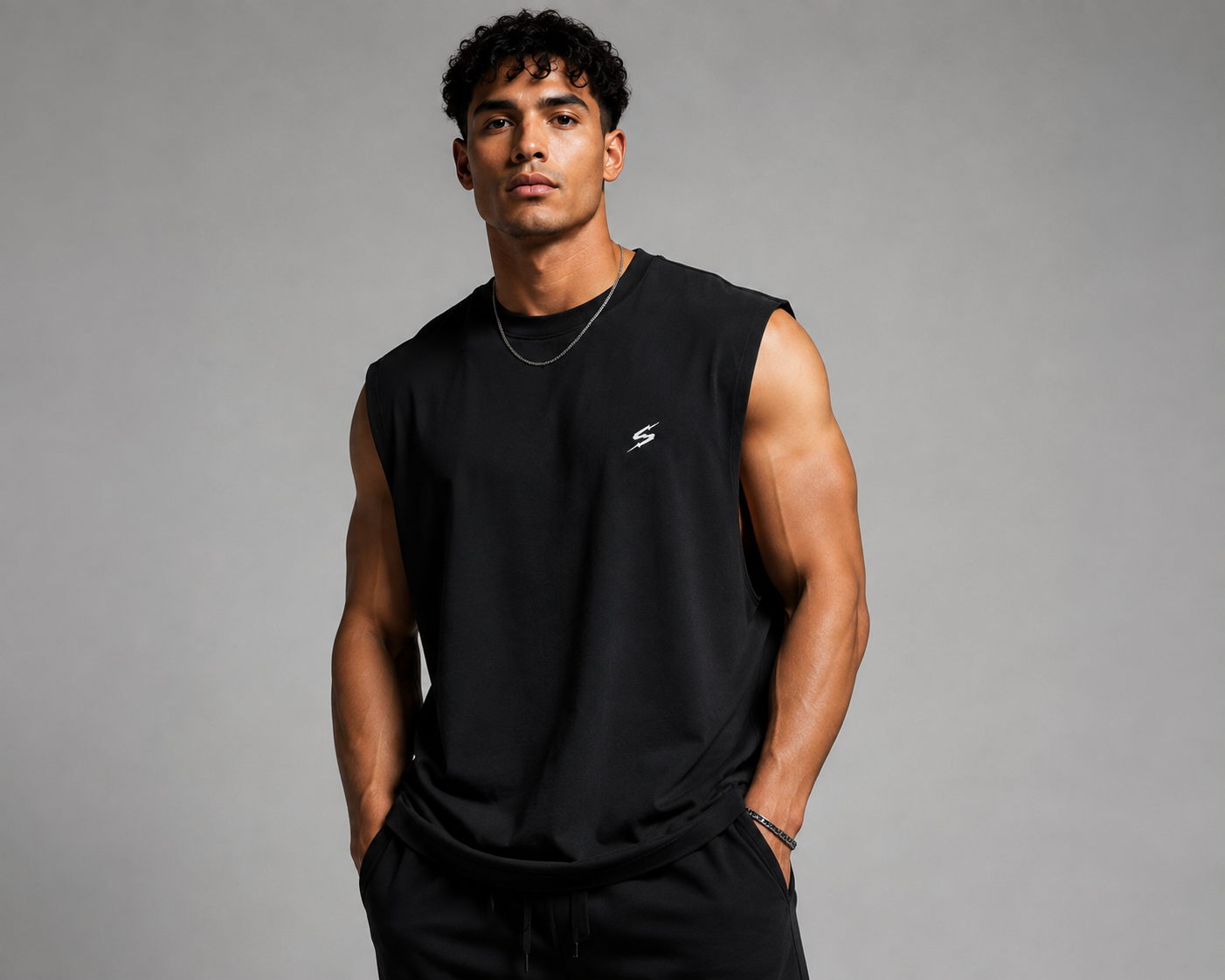 SLEVNESS Strong men's sport T-shirt model front view